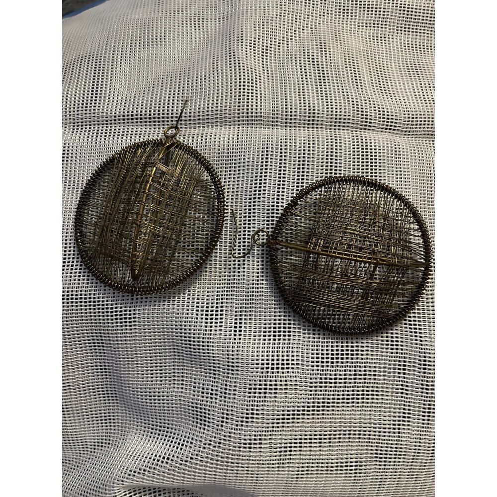 Bronze colored metal wrapped wire earrings